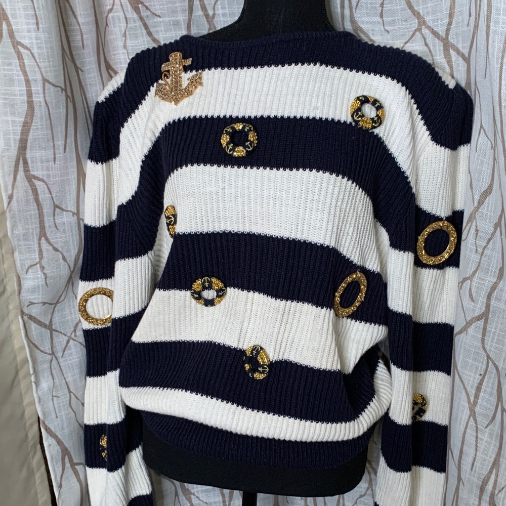 Nautical Striped Sweater in Navy and White
